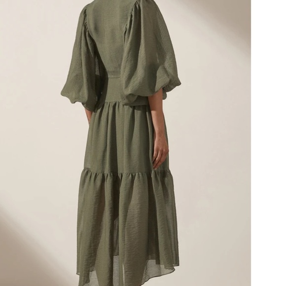 Never been worn . Shona Joy . High neck midi dress in khaki. Stunning dress . - Picture 3 of 5